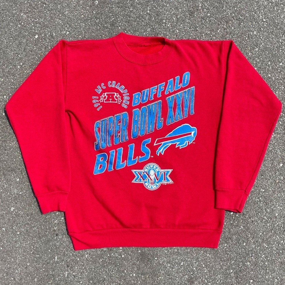 Buffalo Bills Super Bowl XXVI AFC Champions Vtg 1991 NFL Sweatshirt 21x26